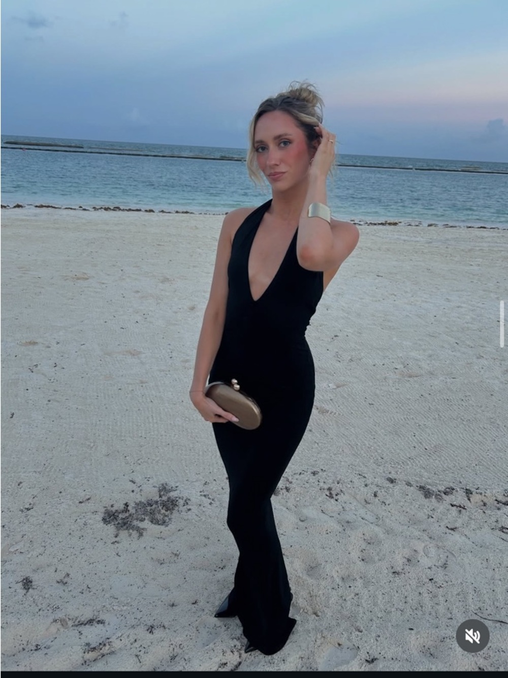 Classic Black Plunge Halter Maxi Dress